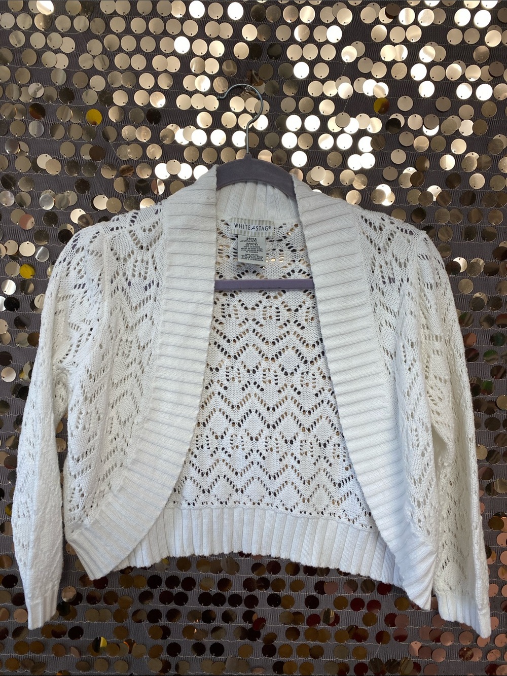 White Stag White Open-Knit Cotton Cardigan  #1523
